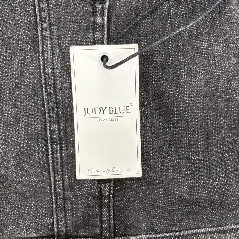 Judy Blue Black Gray Fringe Denim Jacket - Picture 8 of 11